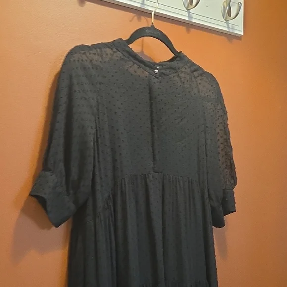 Zara Swiss Dot Long Sleeve Tiered Smocked Maxi Dress - Picture 5 of 11